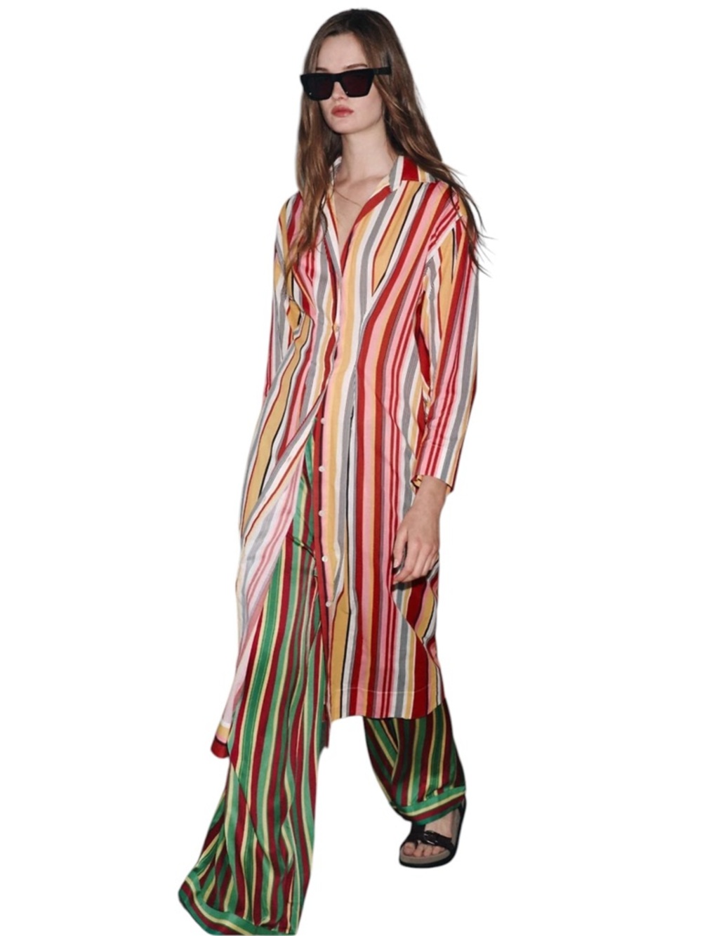 ZARA ZW NWT Collection Striped Cotton Shirt Dress in Sz XS